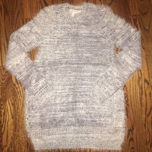 BCBG Generation White/Purple Furry Long Sweater